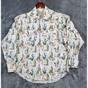 Vintage Rockmount Ranch Wear Desert Cactus Shirt Mens XL Pearl Snap Sawtooth